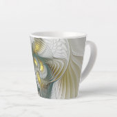 Nobly Golden Blauwgroen Abstracte Fantasy Fractal  Latte Mok (Rechterhoek)