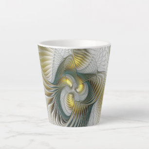 Nobly Golden Blauwgroen Abstracte Fantasy Fractal Latte Mok