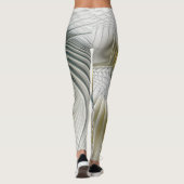 Nobly Golden Blauwgroen Abstracte Fantasy Fractal  Leggings (Achterkant)