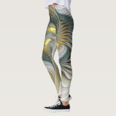 Nobly Golden Blauwgroen Abstracte Fantasy Fractal  Leggings (Links)