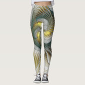 Nobly Golden Blauwgroen Abstracte Fantasy Fractal  Leggings (Voorkant)