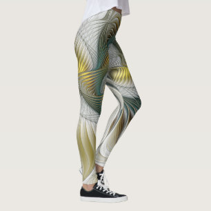 Nobly Golden Blauwgroen Abstracte Fantasy Fractal Leggings