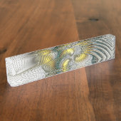 Nobly Golden Blauwgroen Abstracte Fantasy Fractal  Naambordje (Zijkant)