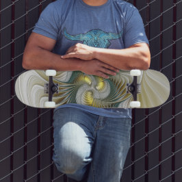 Nobly Golden Blauwgroen Abstracte Fantasy Fractal  Persoonlijk Skateboard