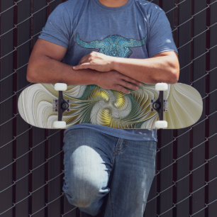Nobly Golden Blauwgroen Abstracte Fantasy Fractal Persoonlijk Skateboard