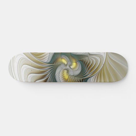 Nobly Golden Blauwgroen Abstracte Fantasy Fractal Persoonlijk Skateboard (Horizontaal)