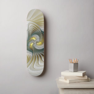 Nobly Golden Blauwgroen Abstracte Fantasy Fractal Persoonlijk Skateboard