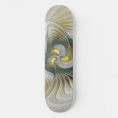 Nobly Golden Blauwgroen Abstracte Fantasy Fractal  Persoonlijk Skateboard (Voorkant)