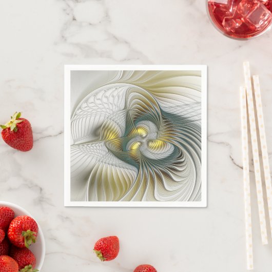 Nobly Golden Blauwgroen Abstracte Fantasy Fractal  Servet (Insitu)