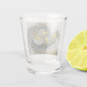 Nobly Golden Blauwgroen Abstracte Fantasy Fractal Shot Glas (Achterkant)