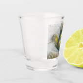 Nobly Golden Blauwgroen Abstracte Fantasy Fractal Shot Glas (Links)