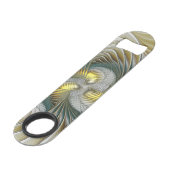 Nobly Golden Blauwgroen Abstracte Fantasy Fractal  Speed Flessenopener (Voorkant Gekanteld)
