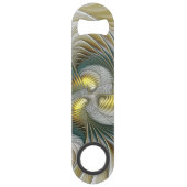 Nobly Golden Blauwgroen Abstracte Fantasy Fractal  Speed Flessenopener (Voorkant)