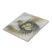 Nobly Golden Blauwgroen Abstracte Fantasy Fractal  Tegeltje (Zijkant)