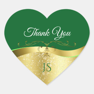 Nobly Wavy Gold Decor op Donkergroen Dank u Hart Sticker