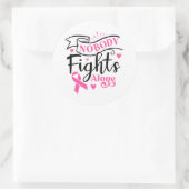 Nobody Fights Alone Breast Cancer Awareness Ronde Sticker (Tas)