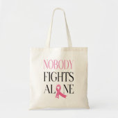 Nobody Fights Alone Pink Ribbon Canvas Tote Bag (Voorkant)