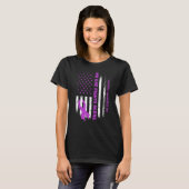 Nobody Fights Overdose Alone USA Flag purple Ribbo T-shirt (Voorkant volledig)