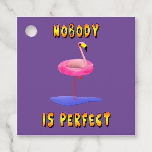Nobody Is Perfect Flamingo Favor Labels (Voorkant)