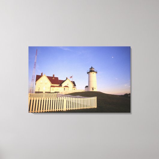 Nobska Lighthouse, Bossen Hole, Massachusetts Canvas Afdruk (Voorkant)