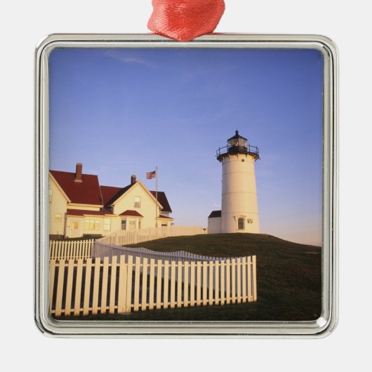 Nobska Lighthouse, Bossen Hole, Massachusetts Metalen Ornament (Voorkant)