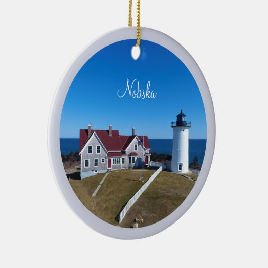 Nobska Lighthouse Cape Cod Kerstmis Keramisch Ornament (Rechts)