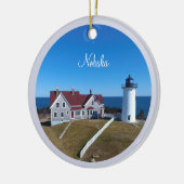Nobska Lighthouse Cape Cod Kerstmis Keramisch Ornament (Links)
