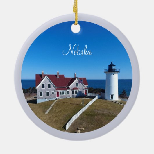 Nobska Lighthouse Cape Cod Kerstmis Keramisch Ornament (Achterkant)