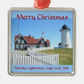 Nobska Lighthouse Merry Kerstversient Metalen Ornament (Voorkant)