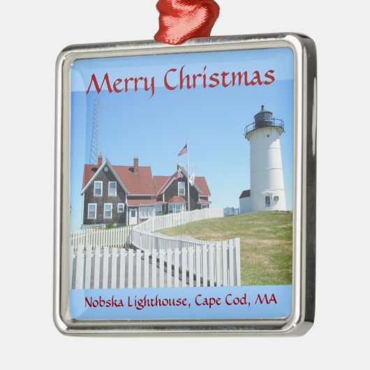 Nobska Lighthouse Merry Kerstversient Metalen Ornament (Links)
