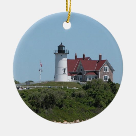 Nobska Point Light Bossen Hole Falmouth Keramisch Ornament (Voorkant)