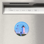 Nobska Point Lighthouse Massachusetts Round Magnet (Insitu (Vaatwasser))