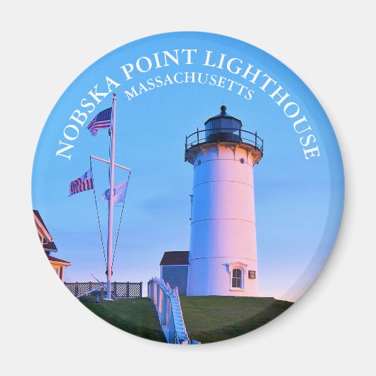 Nobska Point Lighthouse Massachusetts Round Magnet (Voorkant)