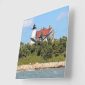 Nobska Point Lighthouse, Massachusetts Wall Clock Vierkante Klok (Hoek)