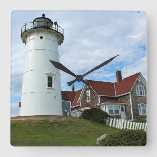 Nobska Point Lighthouse, Massachusetts Wall Clock Vierkante Klok
