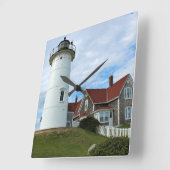 Nobska Point Lighthouse, Massachusetts Wall Clock Vierkante Klok (Hoek)