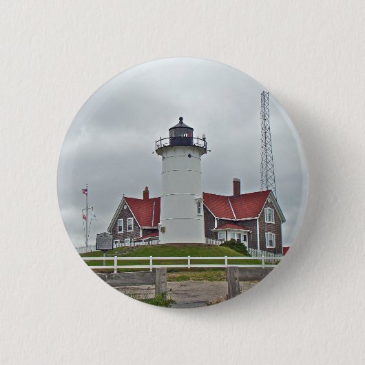 Nobska Point Lighthouse-reeks Ronde Button 5,7 Cm (Voorkant)