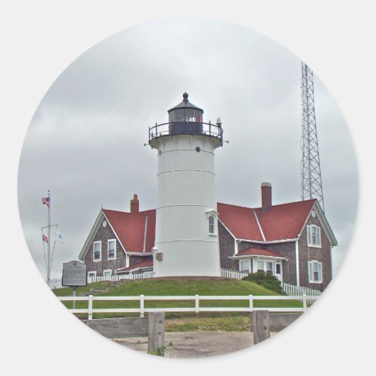Nobska Point Lighthouse-reeks Ronde Sticker (Voorkant)