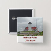 Nobska Point Lighthouse-reeks Vierkante Button 5,1 Cm (Voorkant /achterkant)