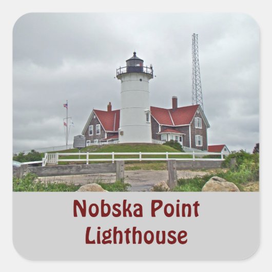 Nobska Point Lighthouse-reeks Vierkante Sticker (Voorkant)