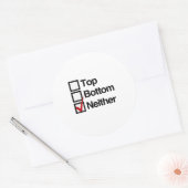 Noch boven noch onder ronde sticker (Envelop)