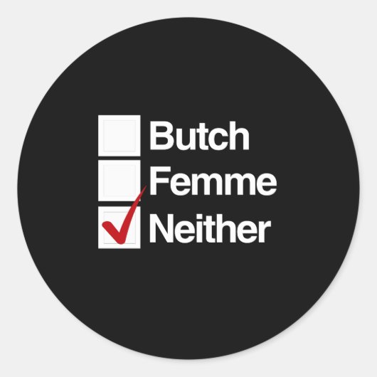 Noch butch, noch femme ronde sticker (Voorkant)