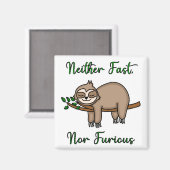 Noch snelle noch Furious Lazy Sloth op de Tak van  Magneet (Voorkant / Achterkant)