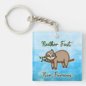 Noch snelle noch Furious Lazy Sloth op de Tak van Sleutelhanger (voorkant)