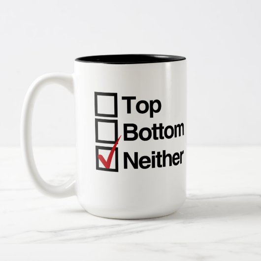 Noch top noch bottom tweekleurige koffiemok (Links)