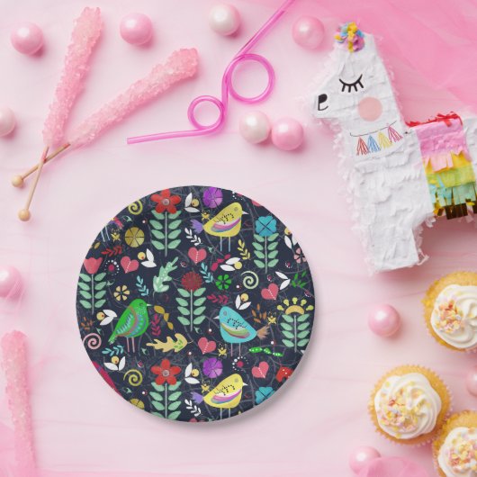 Noche de Pájaros y Flores Papieren Bordje (Feest)