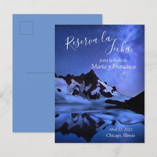 Noche Estrellada en las Montañas Reserva la Fecha Aankondigingskaart (Voorkant / Achterkant)