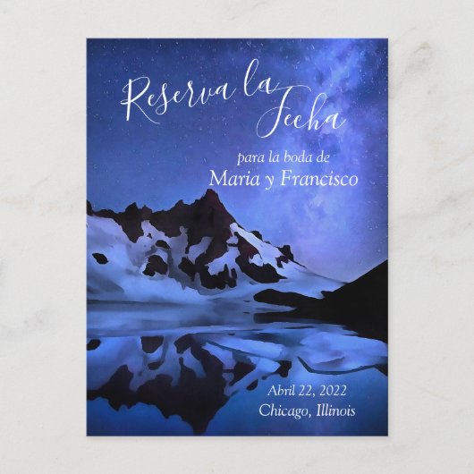 Noche Estrellada en las Montañas Reserva la Fecha Aankondigingskaart (Voorkant)