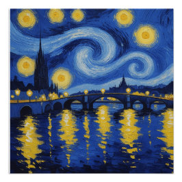 Noche estrellada sobre el rio perfect poster