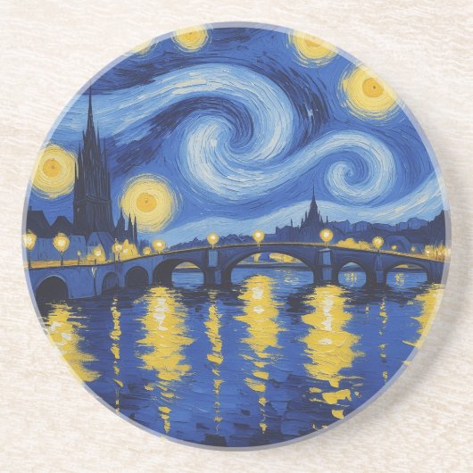 Noche estrellada sobre el rio zandsteen onderzetter (Voorkant)